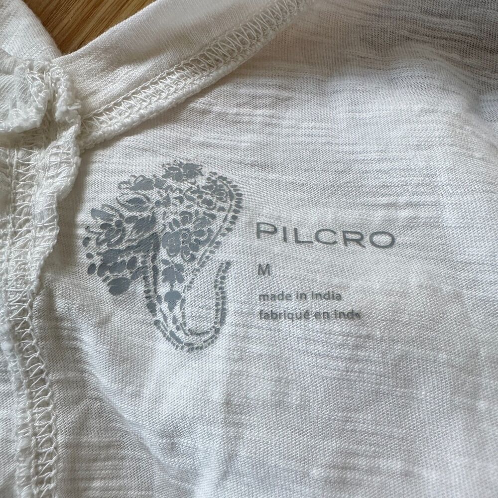 Anthropologie Pilcro Cream Ruffle Shoulder Blouse Boho Cottagecore Top Size M - Picture 7 of 8